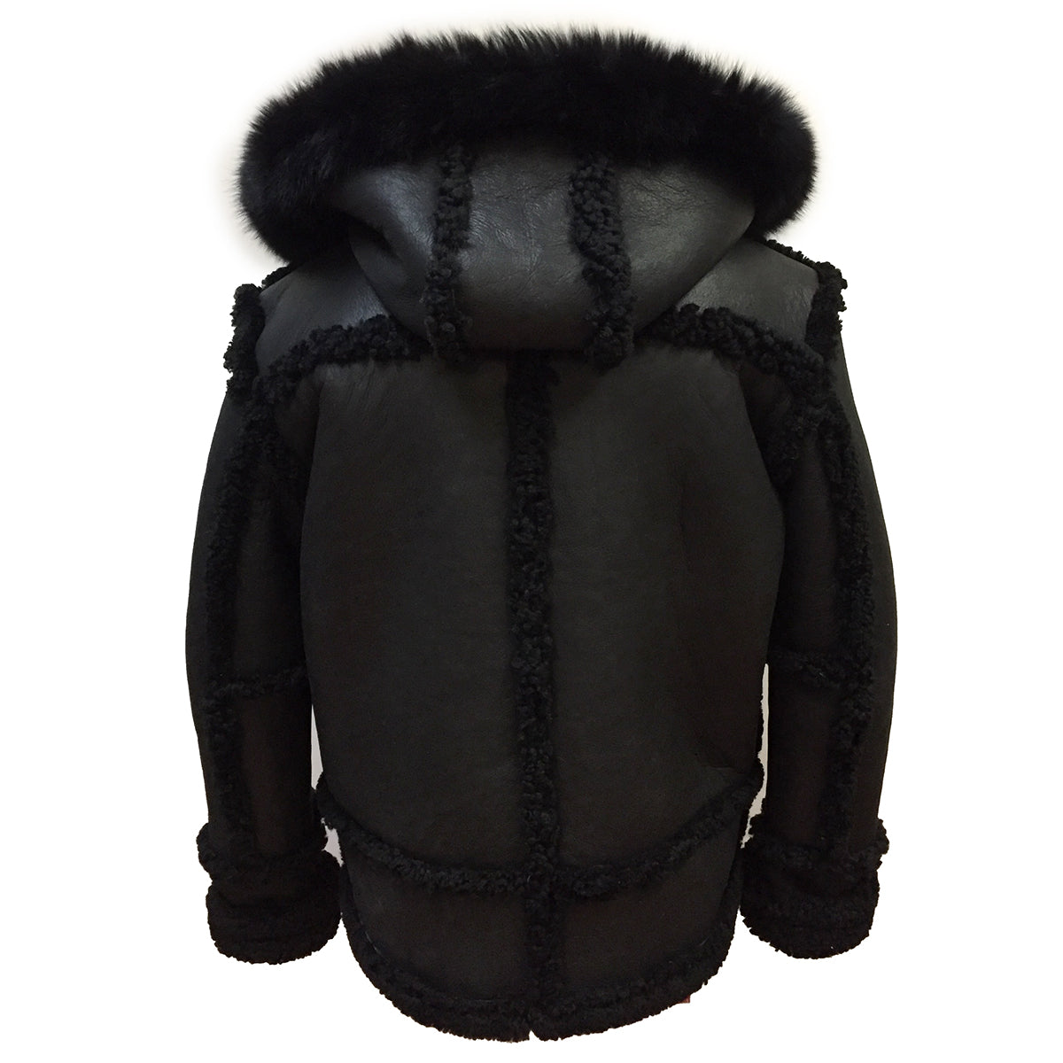 Sheepskin Jacket Toggle Closer with Hood and Fur Style #4700 - Jakewood Shearlin Leather Mouton Fur Bomber Aviator Parka Coat Jacket Sheepskin All size Brooklyn New York manufacturer 