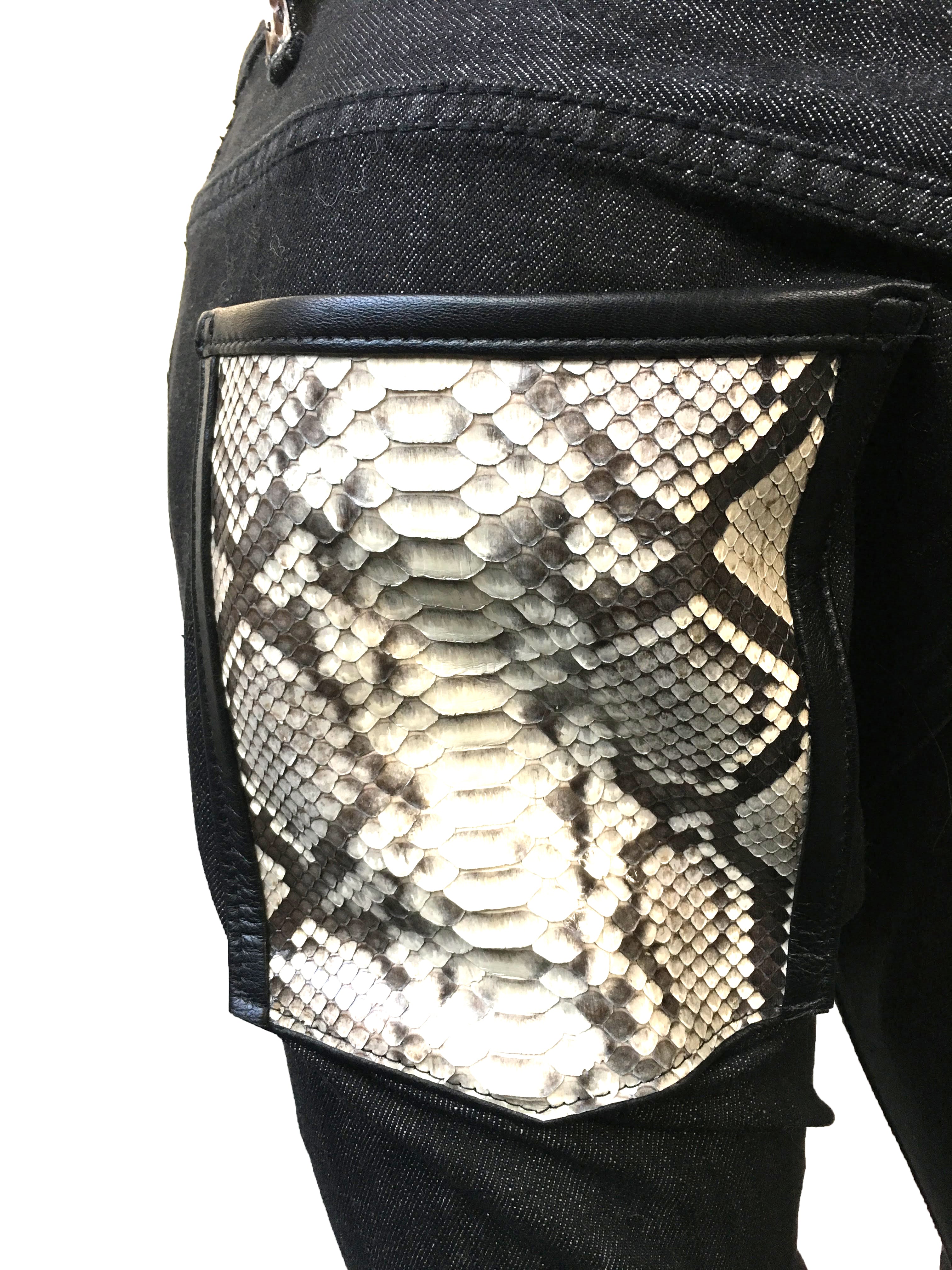 Denim Jeans with Genuine Python | Jakewood NY