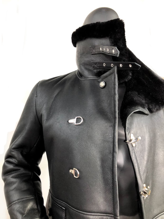 Warm Winter Button-Up Sheepskin Trench Coat Style #6110