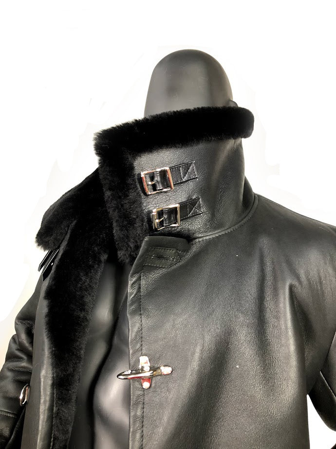 Warm Winter Button-Up Sheepskin Trench Coat Style #6110