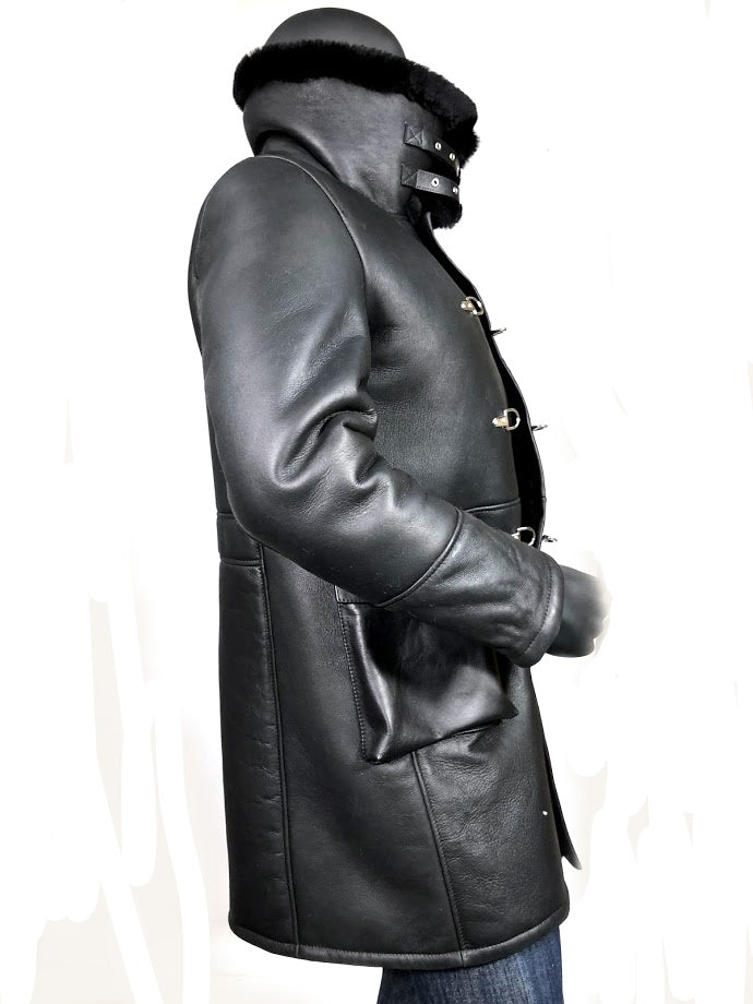 Warm Winter Button-Up Sheepskin Trench Coat Style #6110