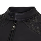 Men's Open Bottom Leather Jacket With Arapaima Skin Style #2032