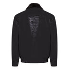 Genuine Lambskin Leather Jacket With Alligator Trimming & Mink Collar Style #2068