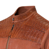 Raw edge lambskin jacket with alligator crown #2069