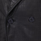 Xman double breasted embossed leather coat | Style #3130