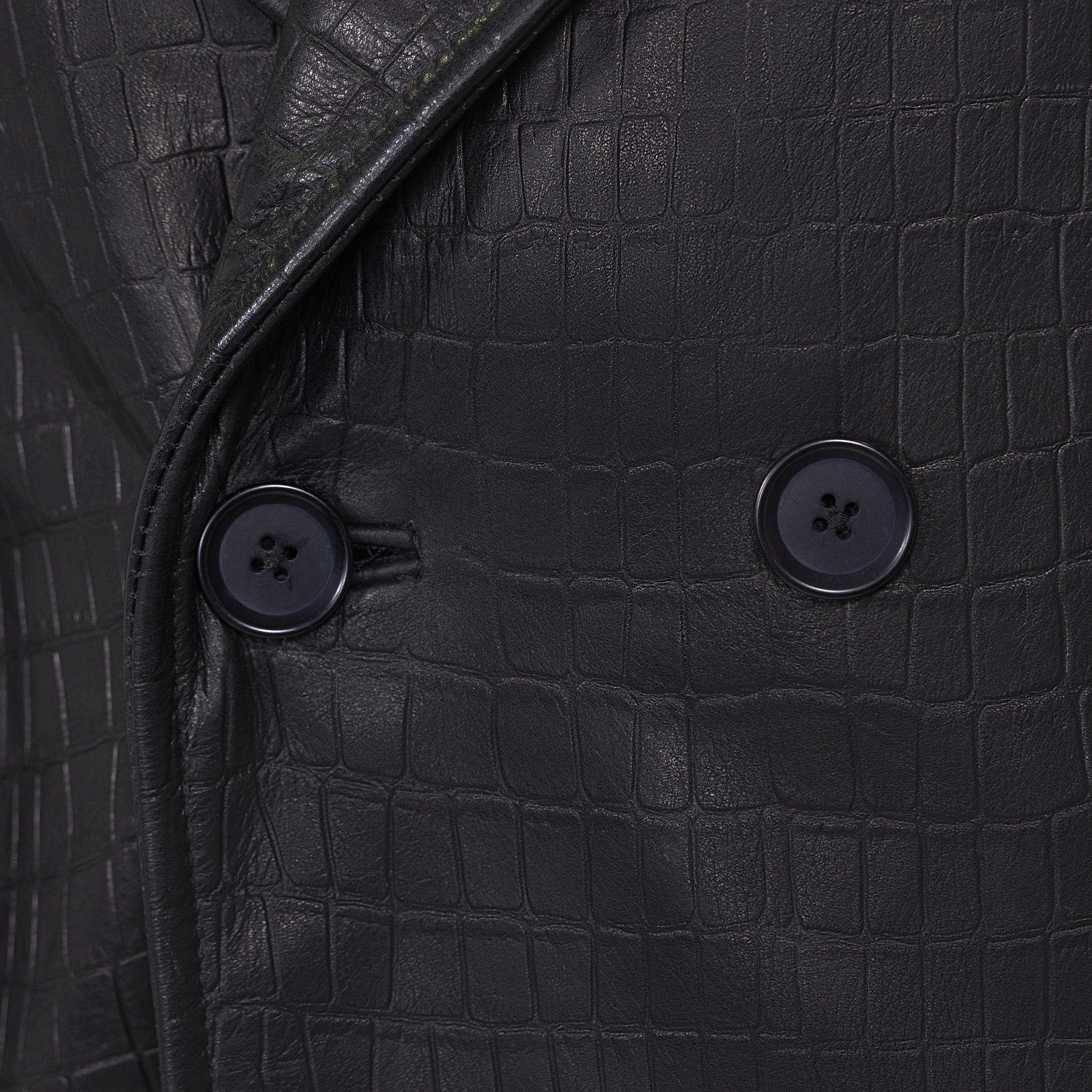 Xman double breasted embossed (alligator style) leather coat #3130