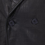 Xman double breasted embossed (alligator style) leather coat #3130