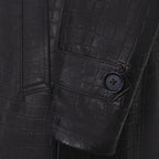 Xman double breasted embossed leather coat | Style #3130
