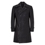Xman double breasted embossed leather coat | Style #3130