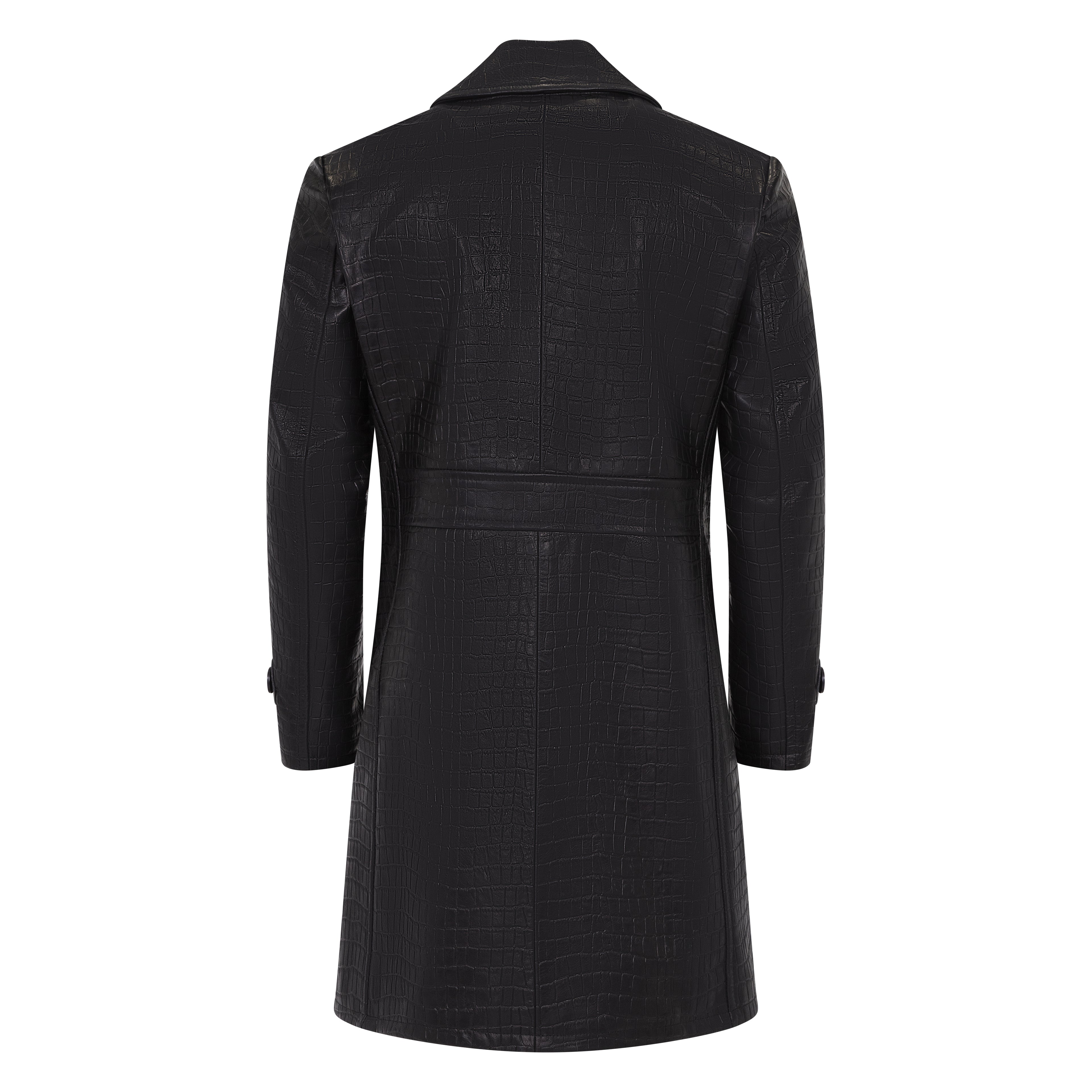 Xman double breasted embossed (alligator style) leather coat #3130