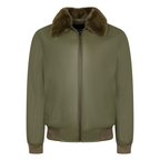 Lightweight Leather Bomber Jacket with Removable Mink Fur Collar. Style #2220