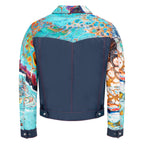 Jean style digital print leather jacket | Style #3670