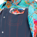 Jean style digital print leather jacket | Style #3670