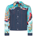 Jean style digital print leather jacket | Style #3670