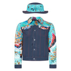Jean style digital print leather jacket | Style #3670