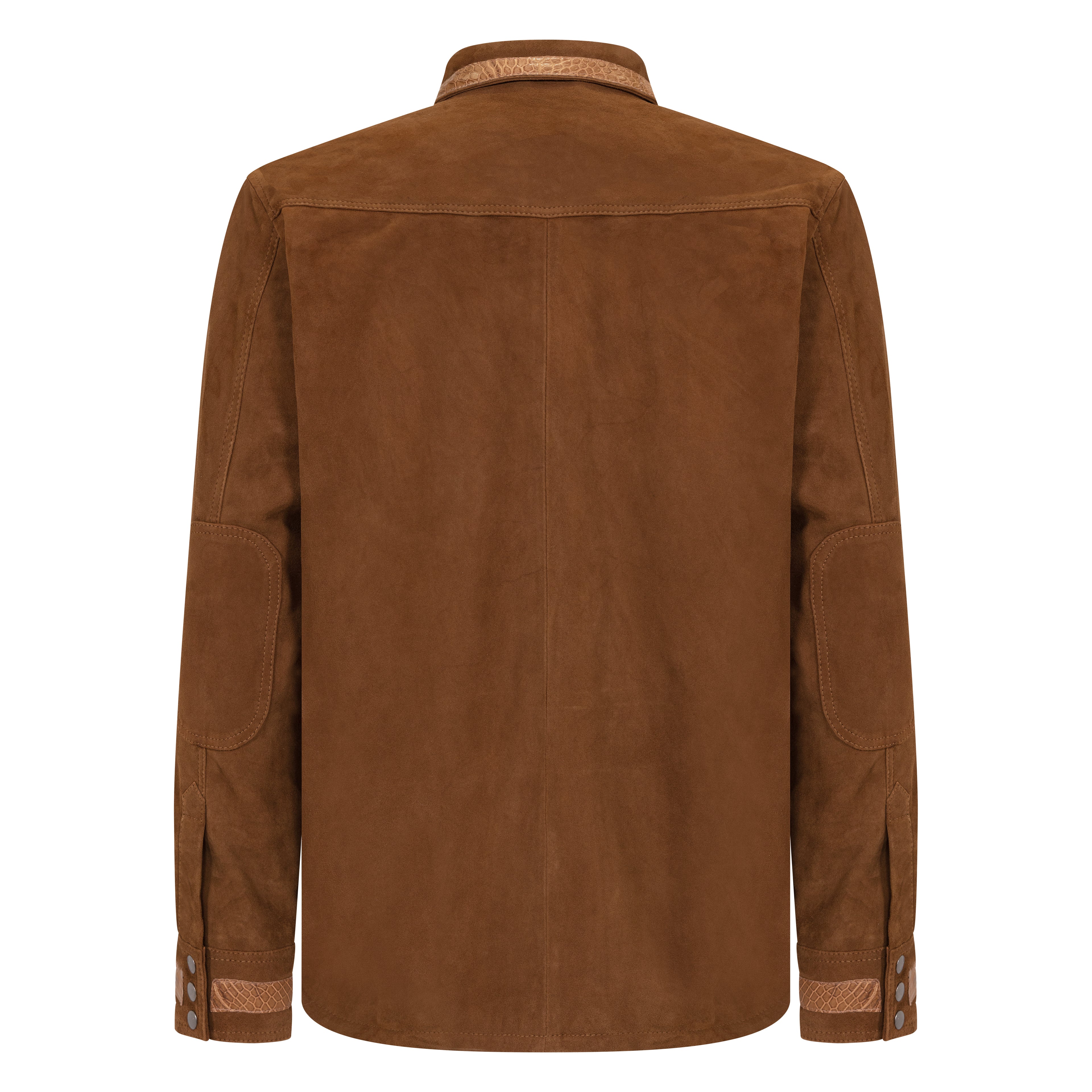 Suede shirt with alligator trimming #703