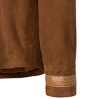 Suede shirt with alligator trimming #703
