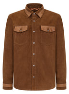 Suede shirt with alligator trimming #703
