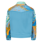 Jean style digital print leather jacket | Style #3670