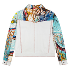 Jean style digital print leather jacket | Style #3670