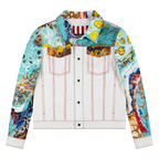 Jean style digital print leather jacket | Style #3670