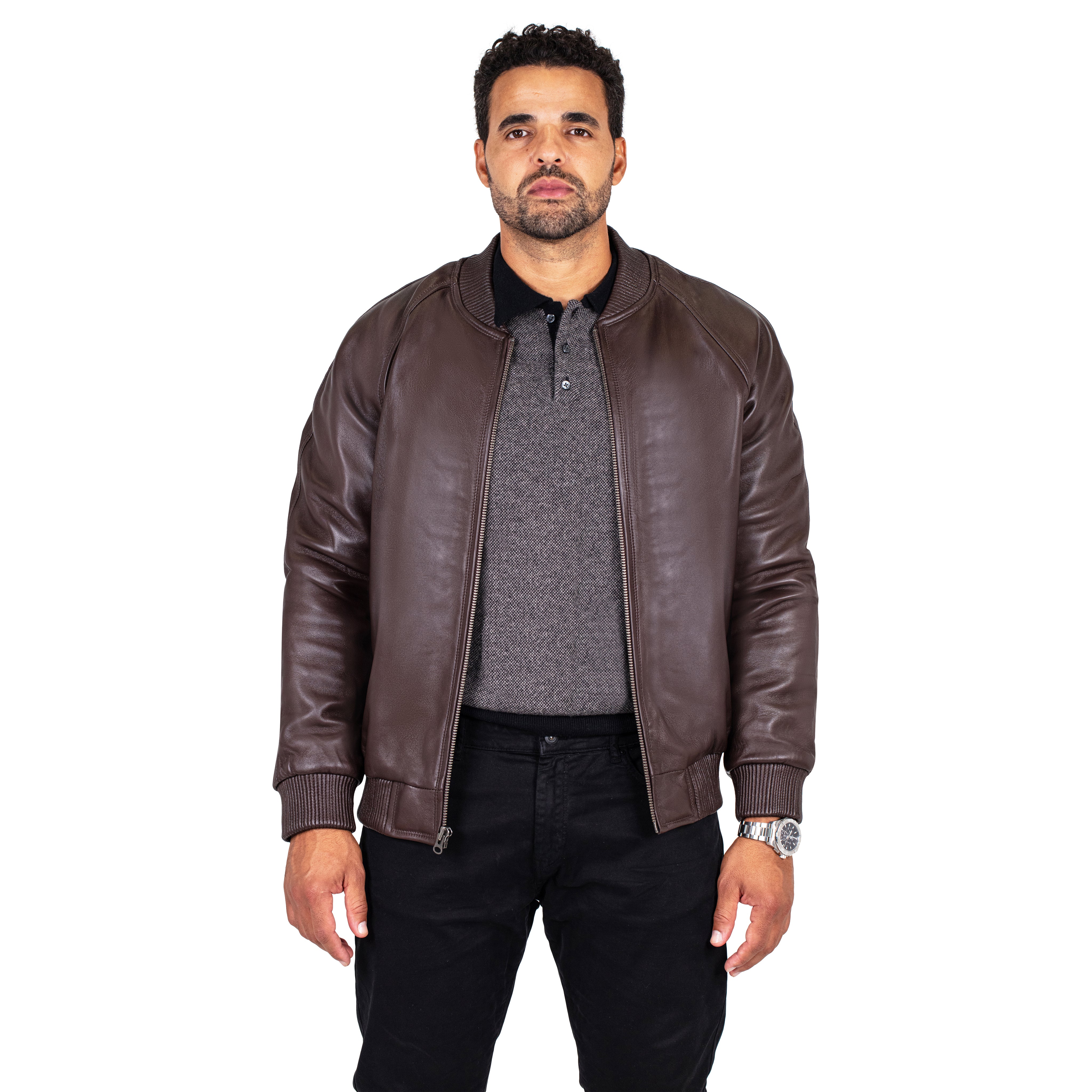 Genuine Lambskin Leather Baseball Varsity Jacket Style #1051 (Part