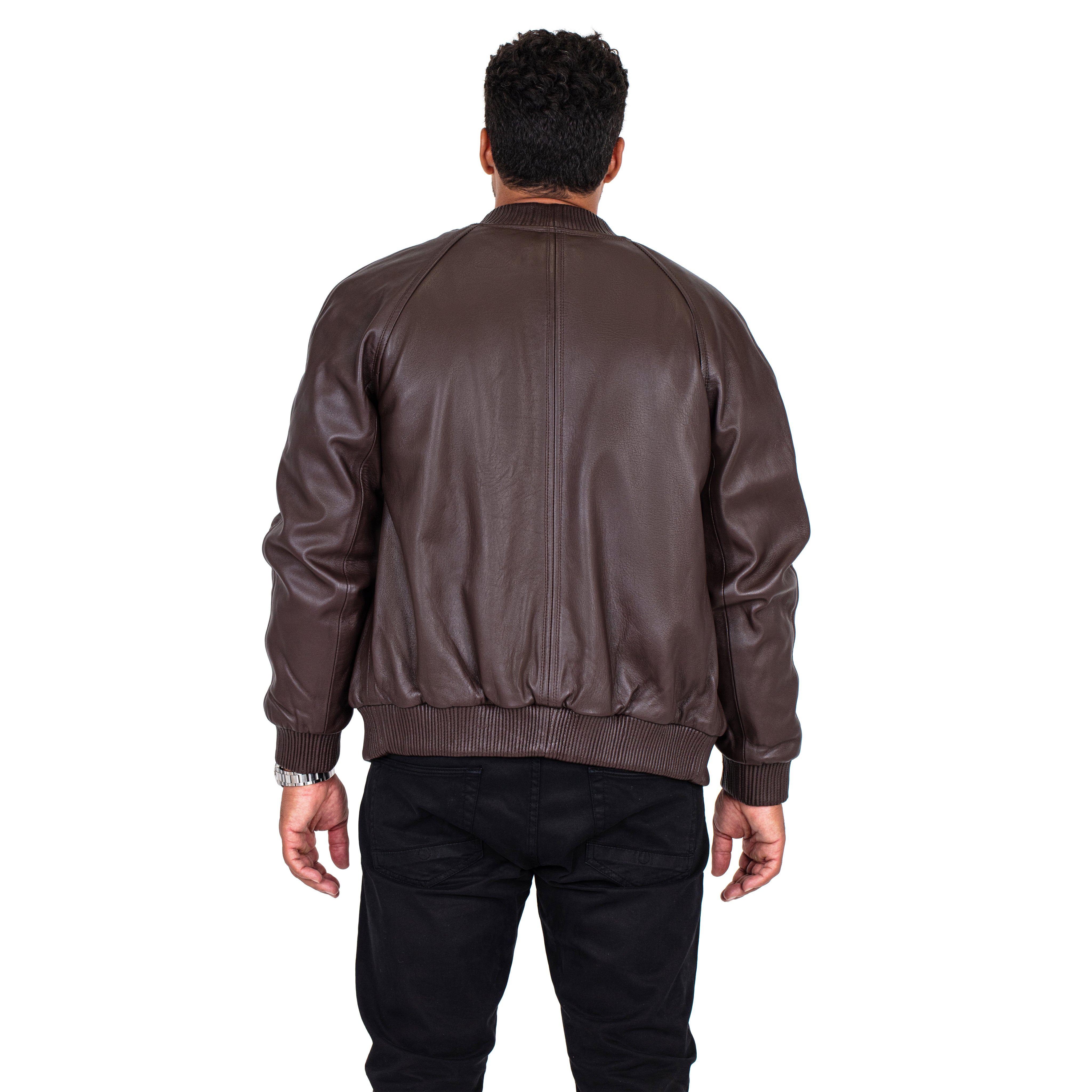 Genuine Lambskin Leather Baseball Varsity Jacket Style #1051 (Part