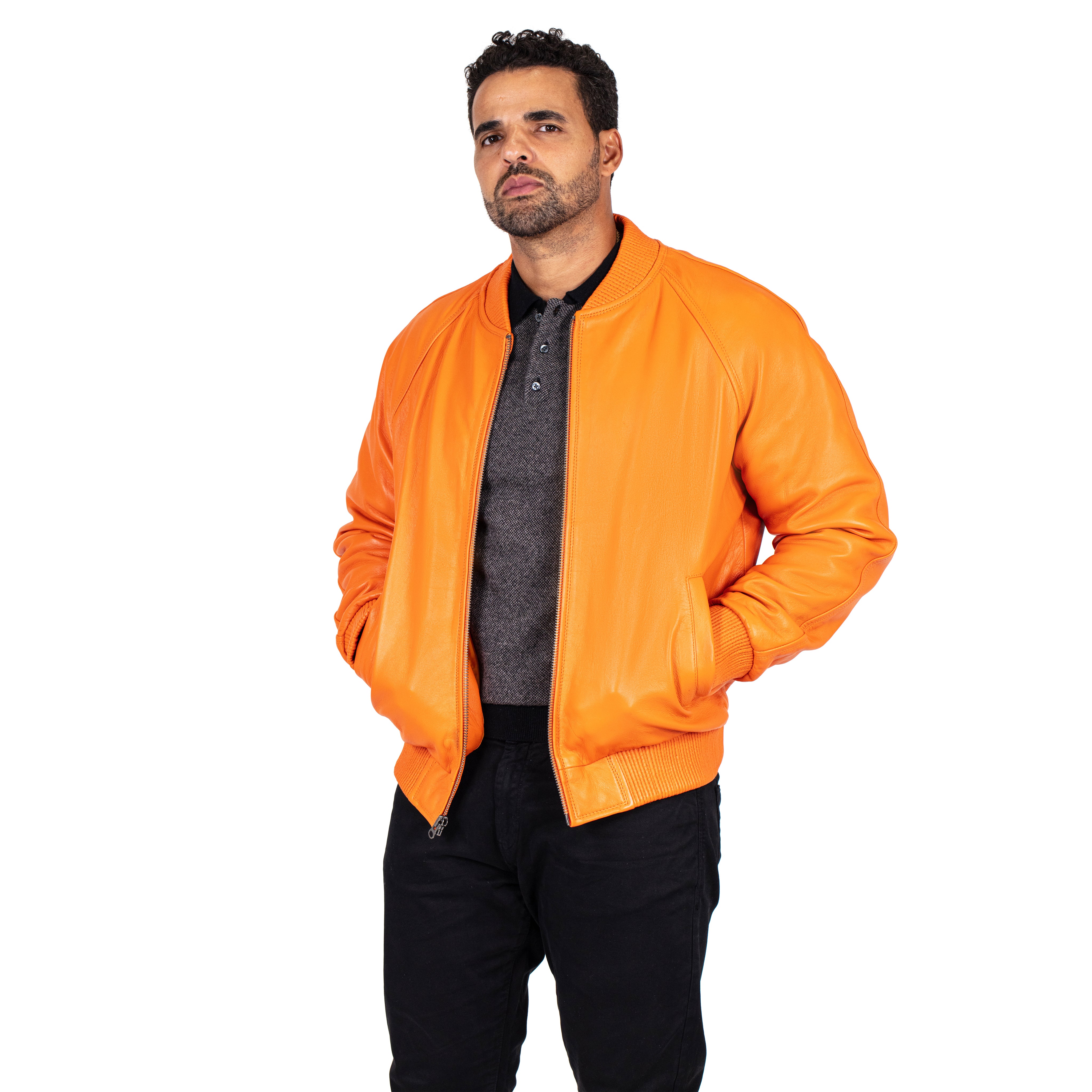 Genuine Lambskin Leather Baseball Varsity Jacket Style #1051 (Part