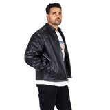 Men's Open Bottom Leather Jacket With Arapaima Skin Style #2032