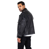 Motorcycle leather jacket with alligator trimming #3021