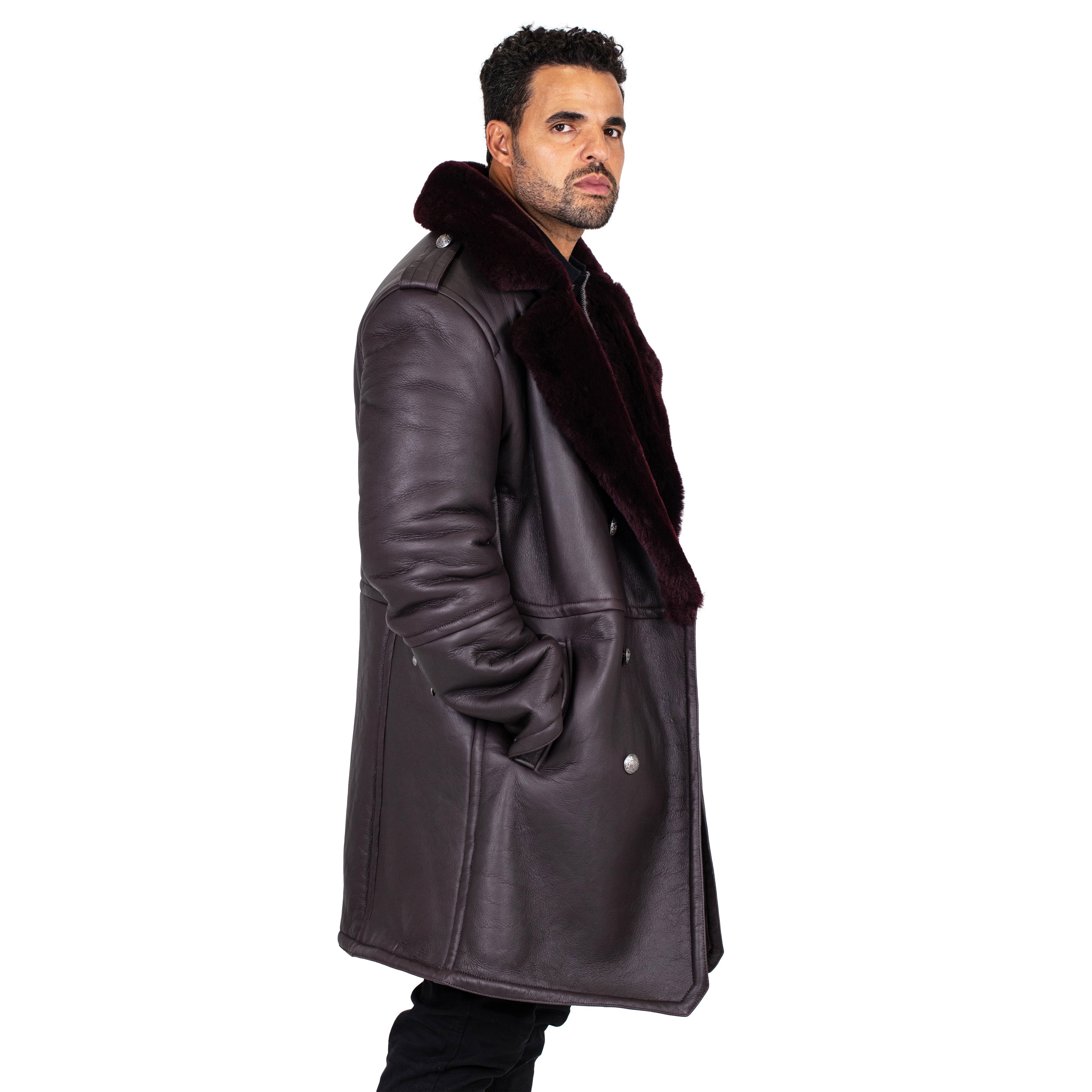 Shearling Sheepskin Button Open Trench Coat Style #5000