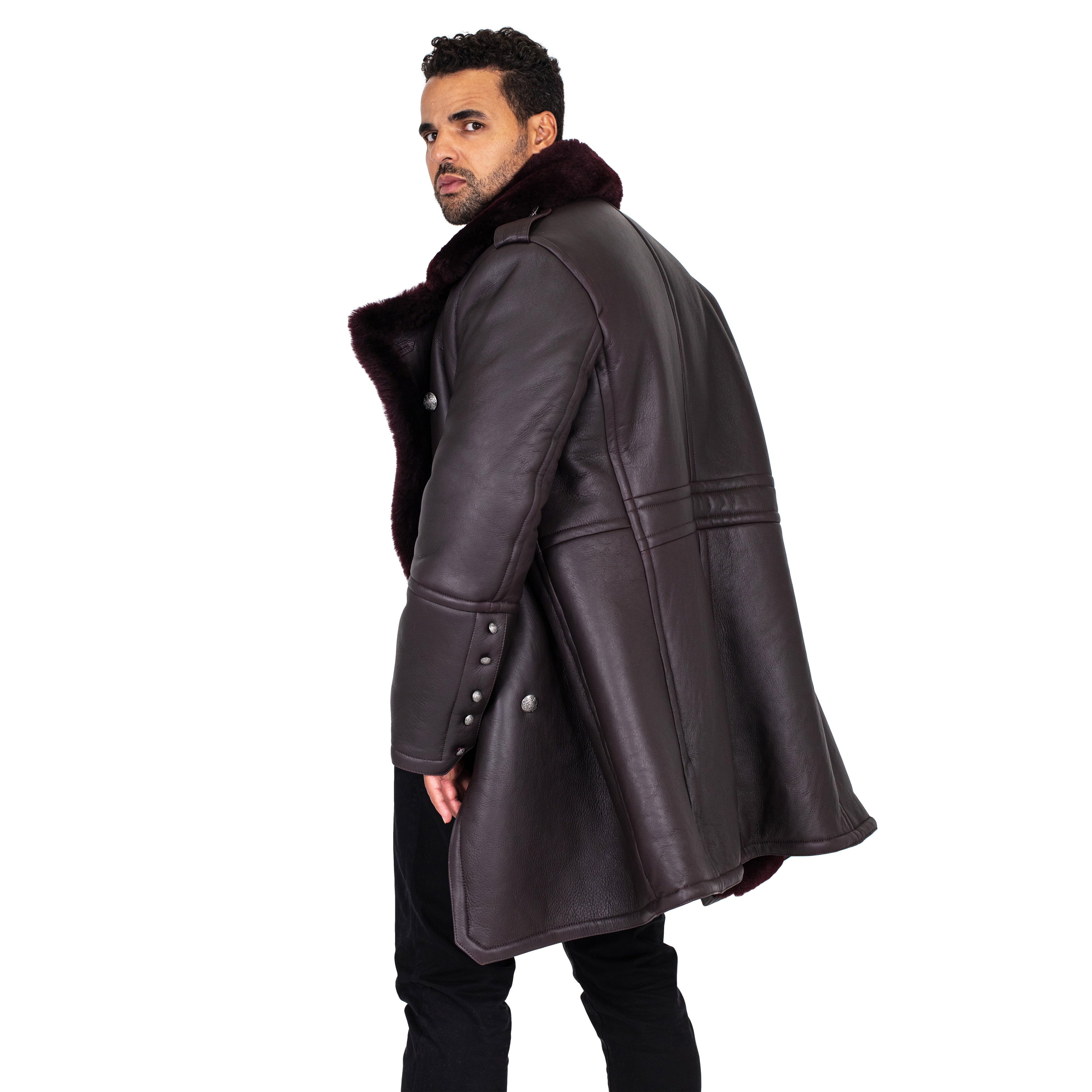 Shearling Sheepskin Button Open Trench Coat Style #5000