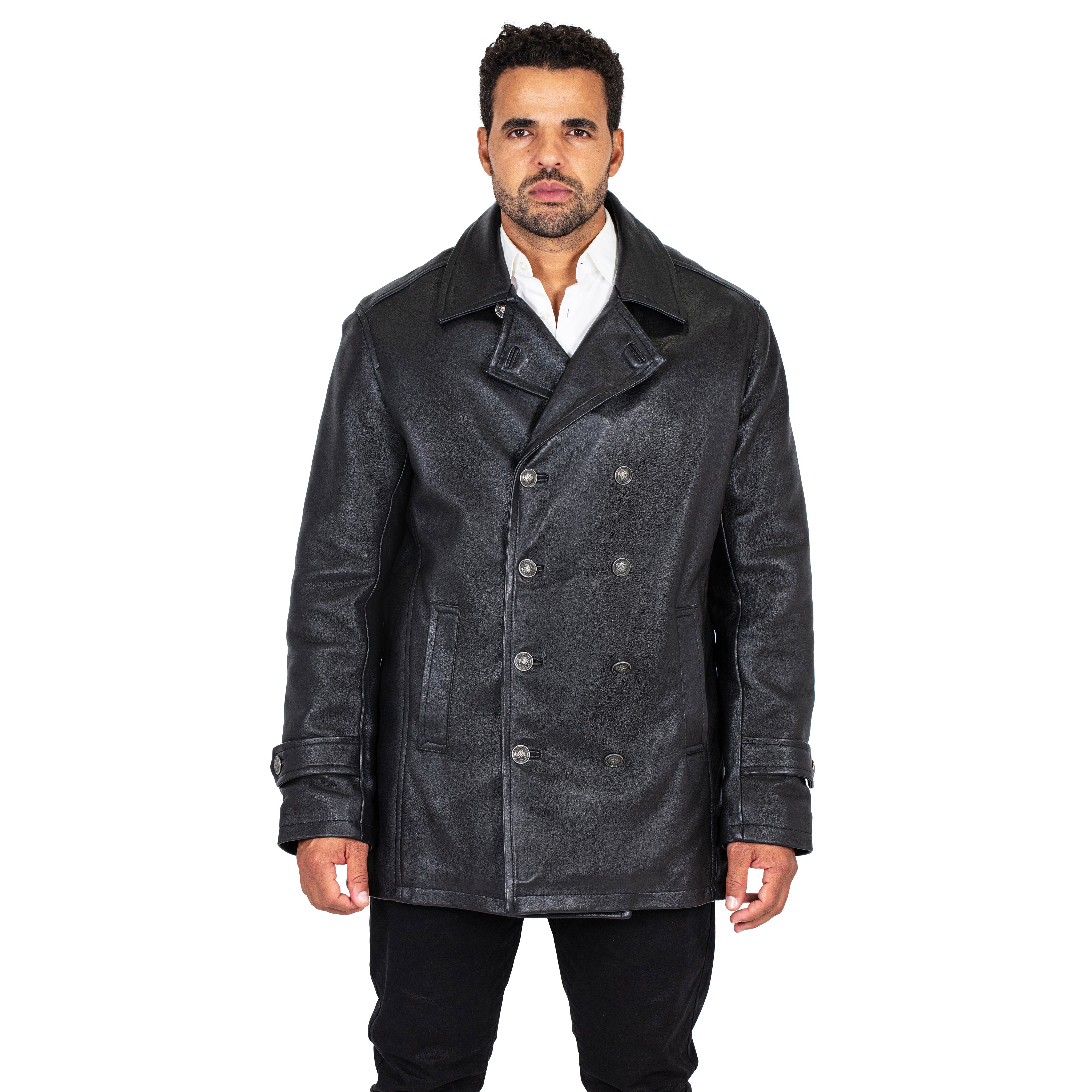 Men's Genuine Lambskin Leather Trench Coat Style #2092 – Jakewood