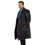 Xman double breasted embossed leather coat | Style #3130