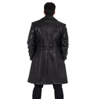 Xman double breasted embossed leather coat | Style #3130
