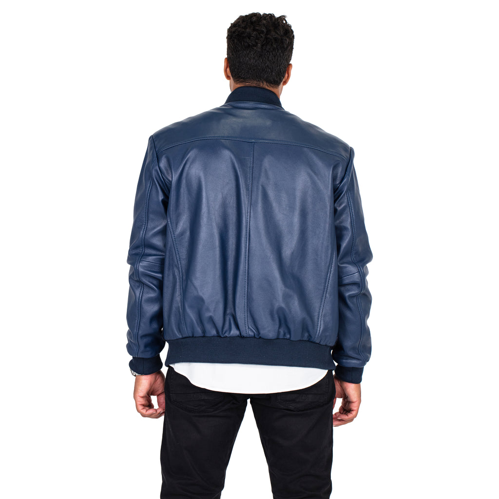 Baseball bomber jacket with Persian lamb full front #3443 – Jakewood