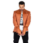 Raw edge lambskin jacket with alligator crown #2069