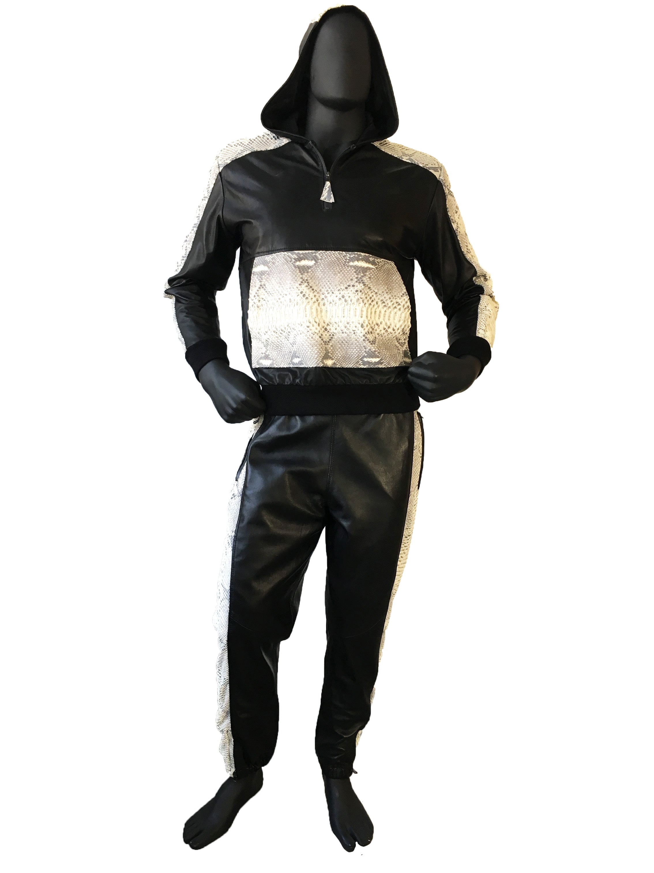 Leather Python Set Pants and Hoode - Jakewood Shearlin Leather Mouton Fur Bomber Aviator Parka Coat Jacket Sheepskin All size Brooklyn New York manufacturer 