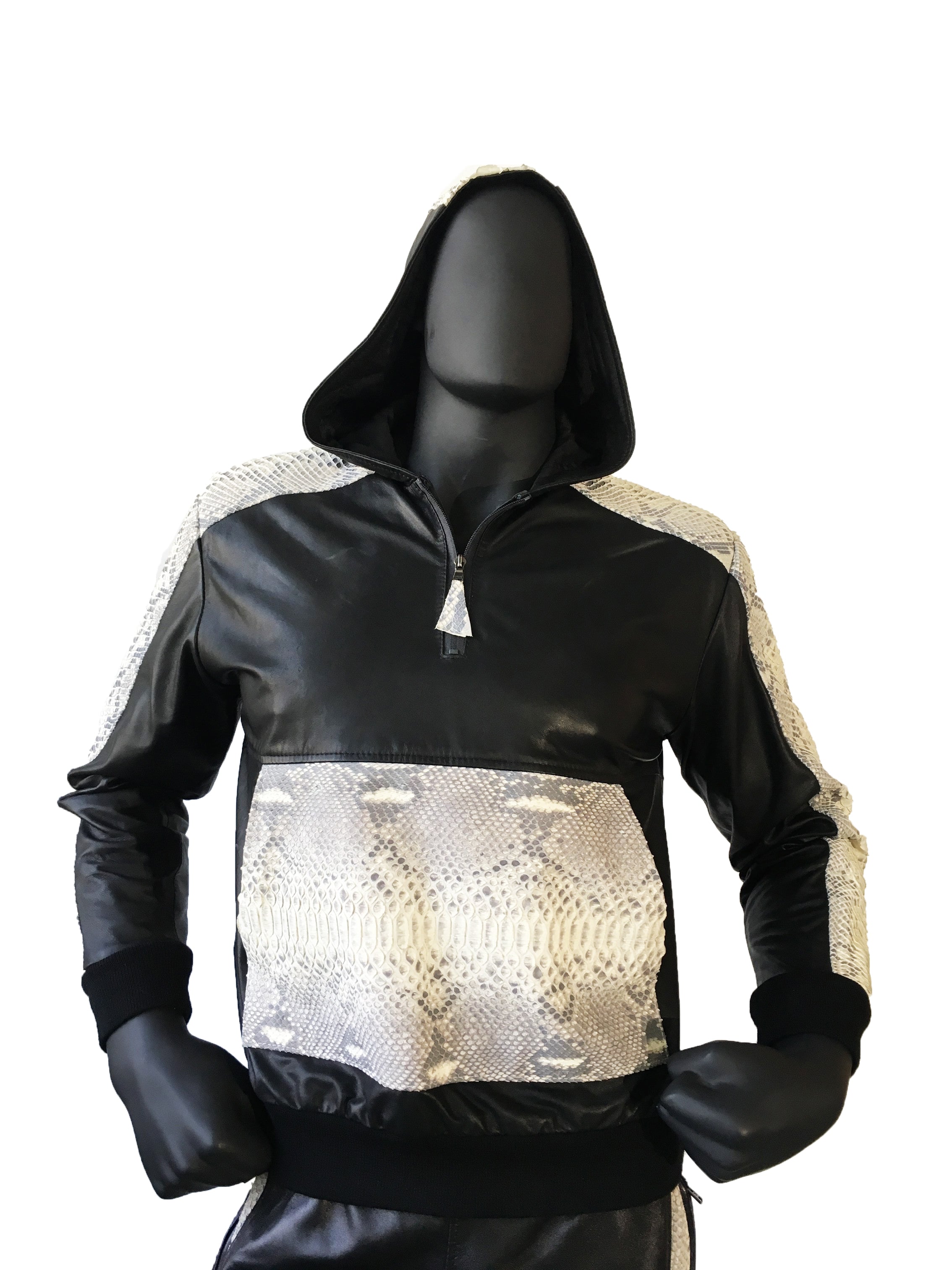 Leather Python Set Pants and Hoode - Jakewood Shearlin Leather Mouton Fur Bomber Aviator Parka Coat Jacket Sheepskin All size Brooklyn New York manufacturer 