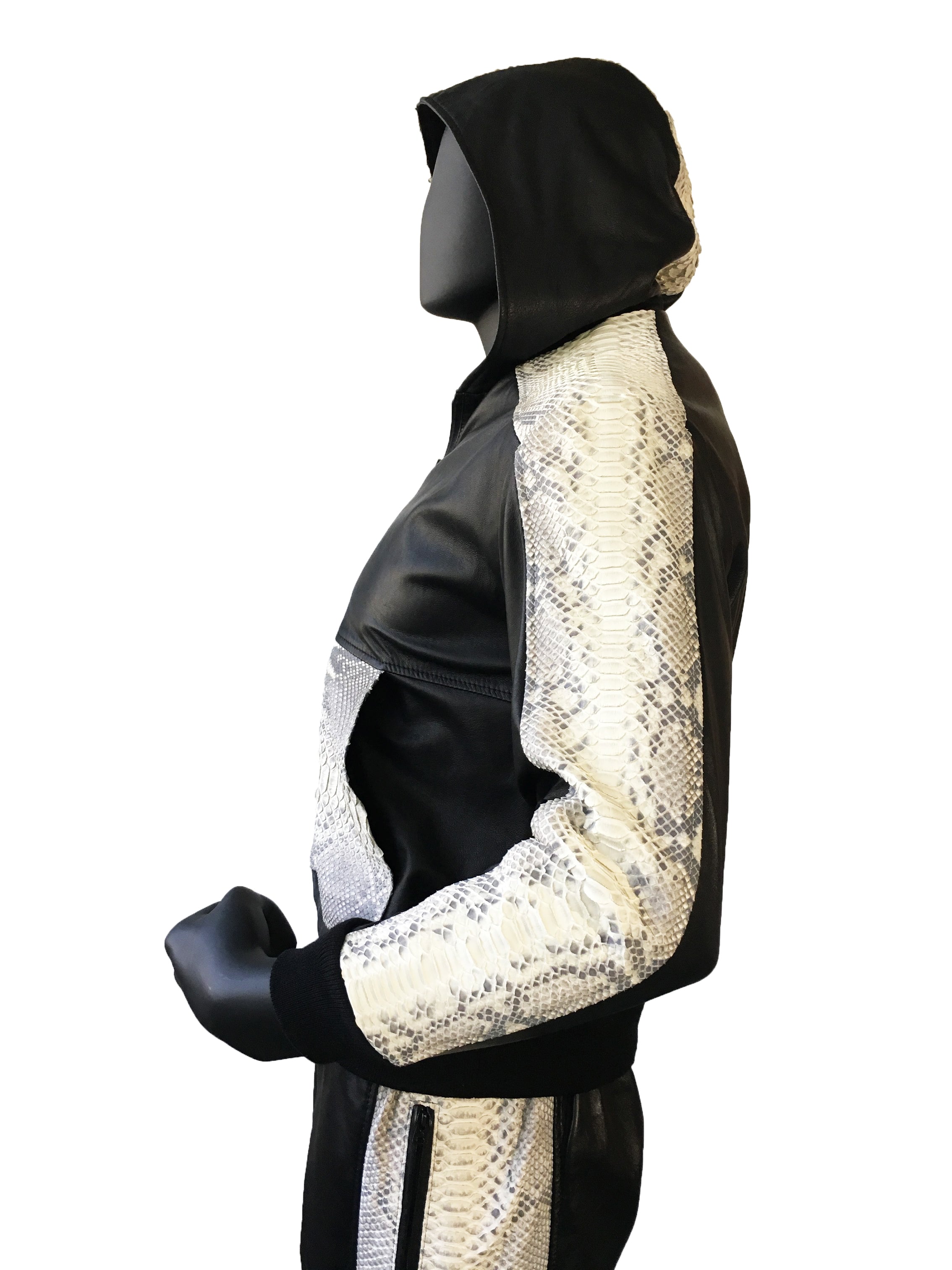 Leather Python Set Pants and Hoode - Jakewood Shearlin Leather Mouton Fur Bomber Aviator Parka Coat Jacket Sheepskin All size Brooklyn New York manufacturer 