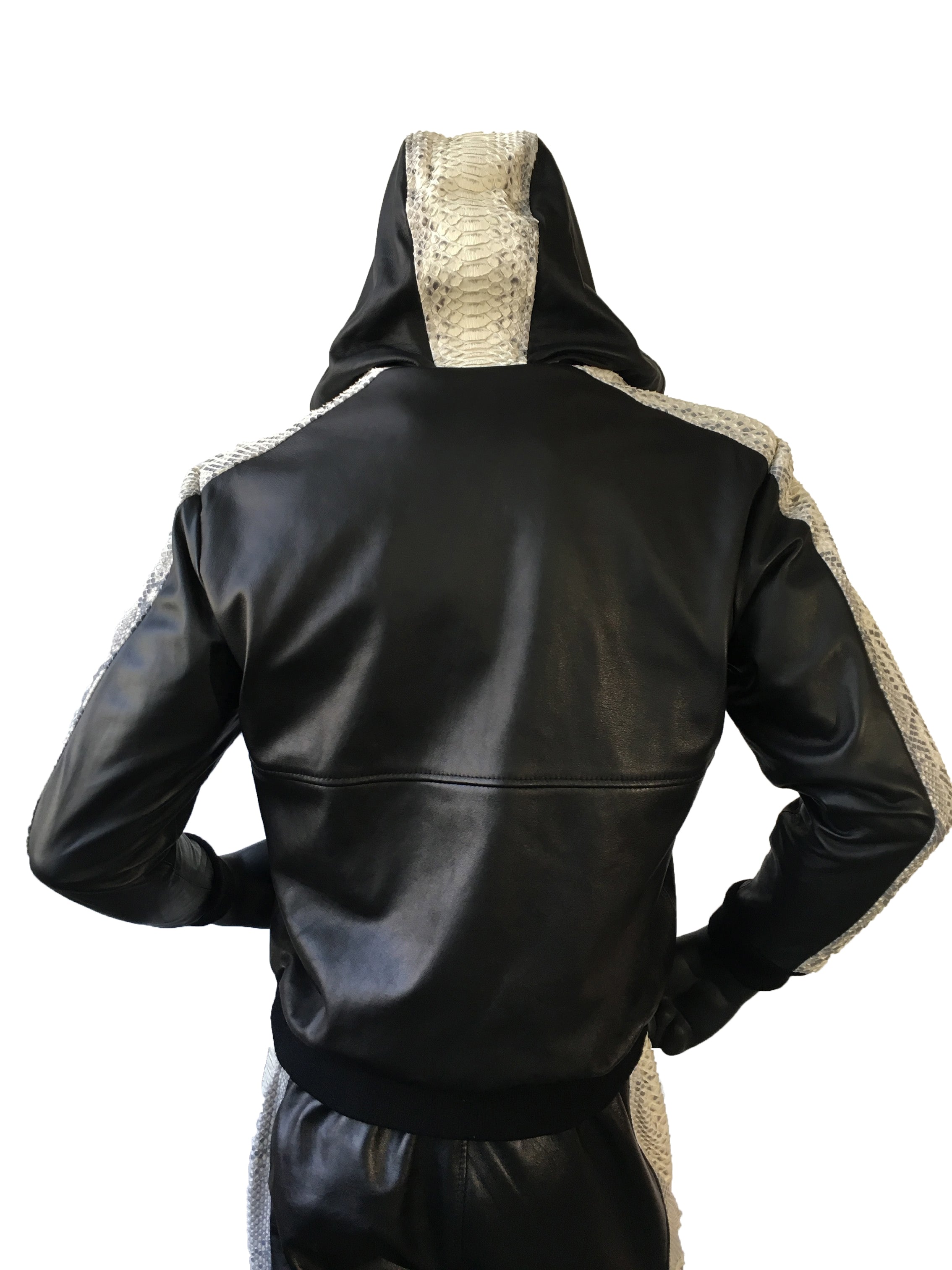 Leather Python Set Pants and Hoode - Jakewood Shearlin Leather Mouton Fur Bomber Aviator Parka Coat Jacket Sheepskin All size Brooklyn New York manufacturer 