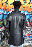 Men's Motorcycle Leather Zippered Racing Long Coat Style #3033