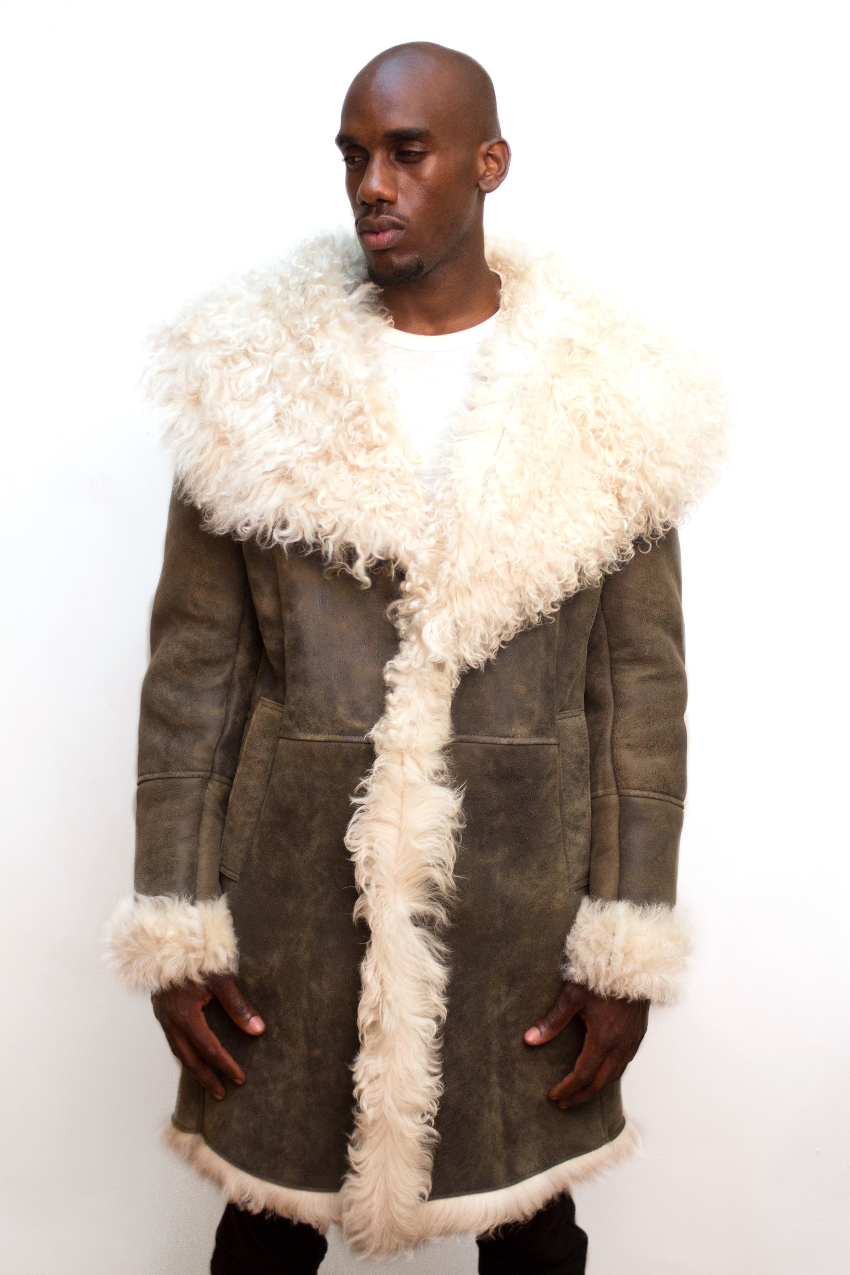 Mongolian Fur Sheepskin Coat Style #5700 - Jakewood Shearlin Leather Mouton Fur Bomber Aviator Parka Coat Jacket Sheepskin All size Brooklyn New York manufacturer 