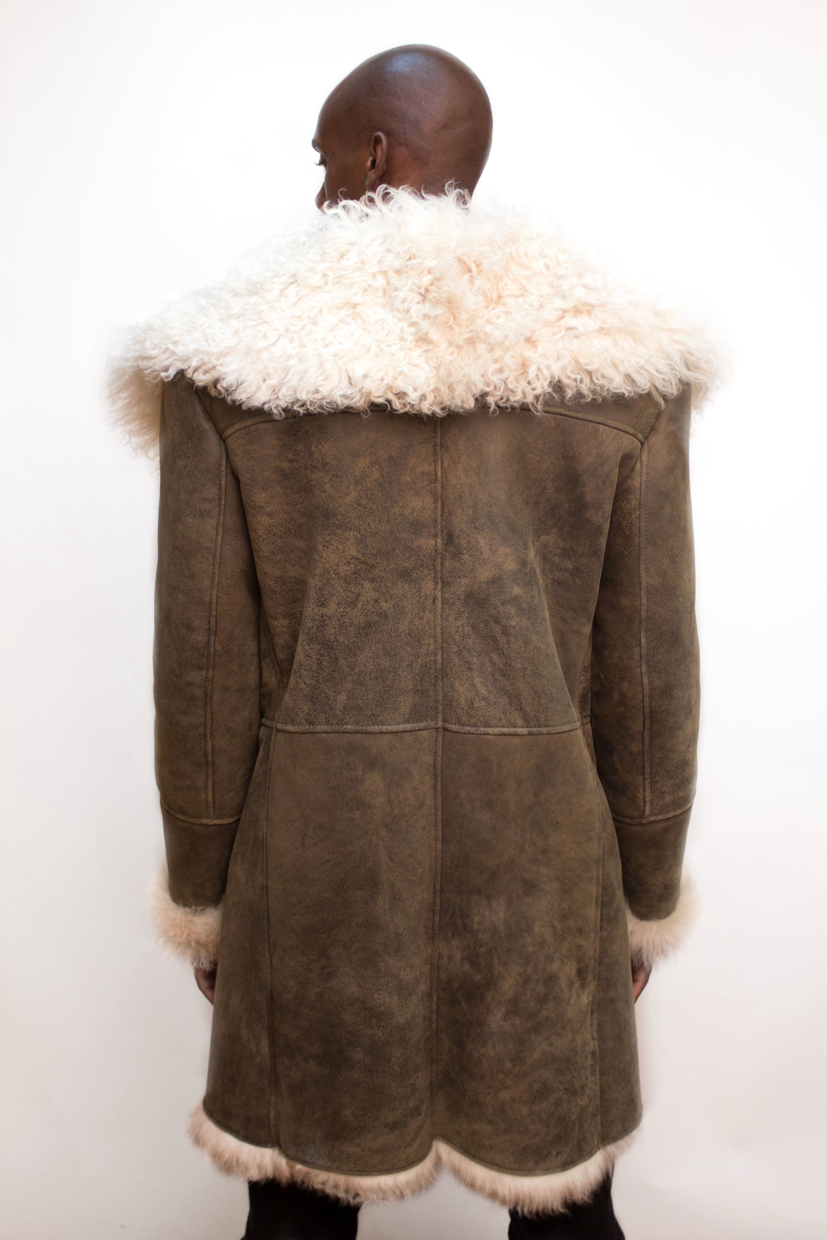 Mongolian Fur Sheepskin Coat Style #5700 - Jakewood Shearlin Leather Mouton Fur Bomber Aviator Parka Coat Jacket Sheepskin All size Brooklyn New York manufacturer 