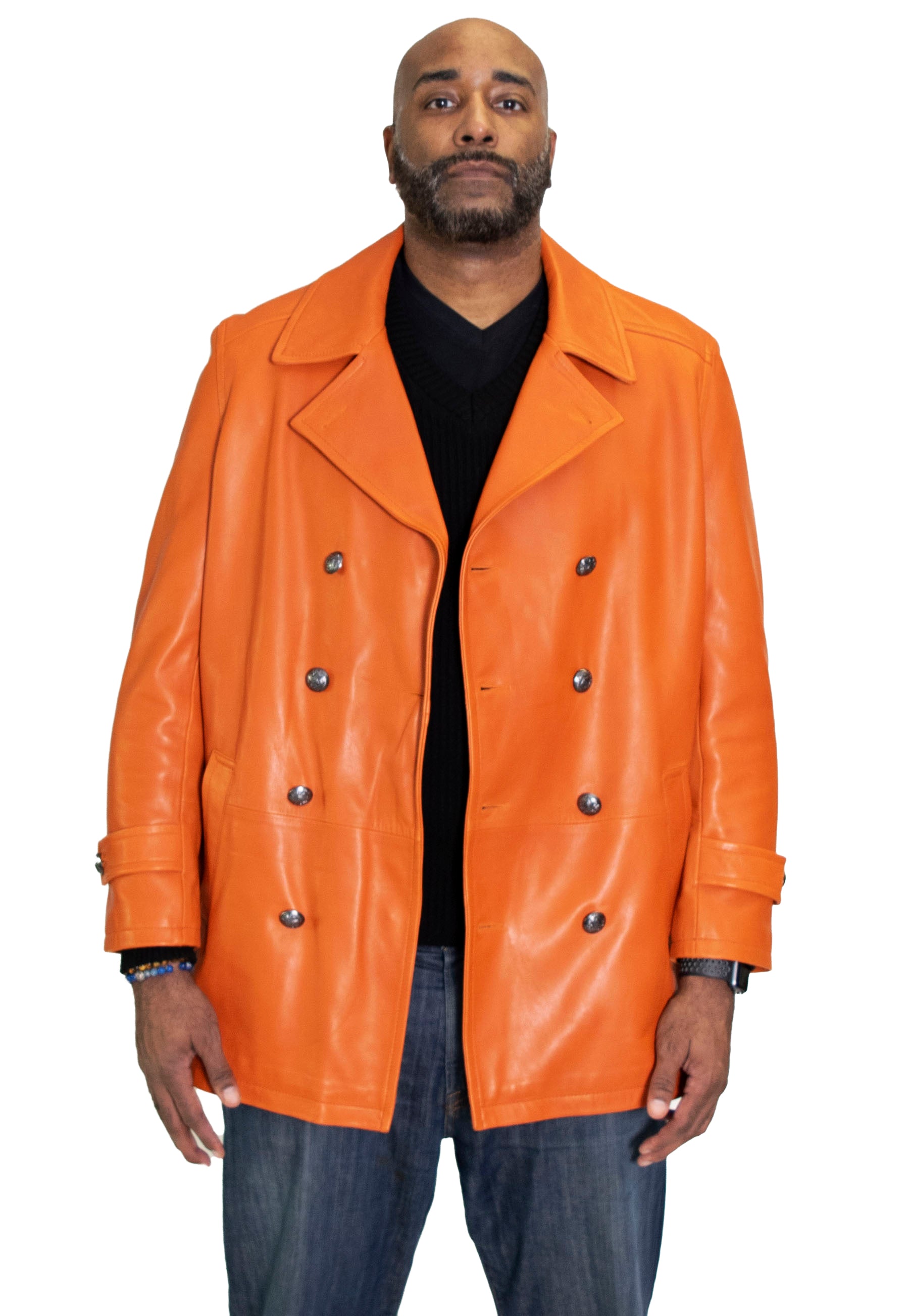 Men's Genuine Lambskin Leather Trench Coat Style #2092 – Jakewood