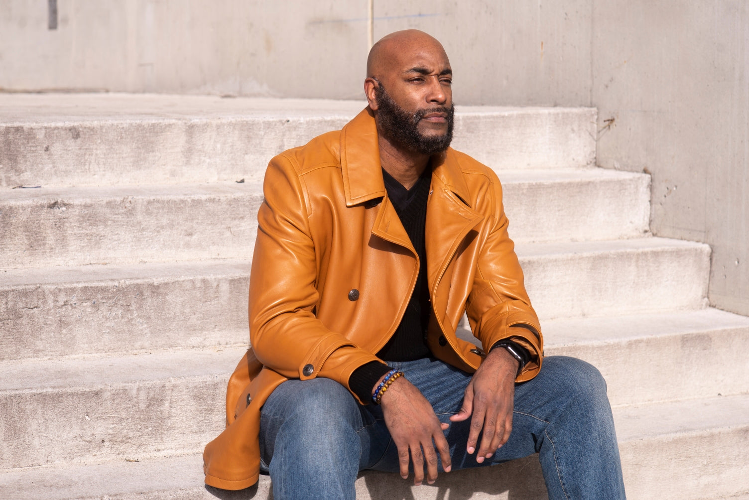 ジャケット・アウター a.testoni Lambskin Leather Combi Jacket Men's Genuine Lambskin Leather Trench Coat Style #2092 – Jakewood