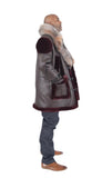 Shearling Sheepskin 7/8 Coat with Fox Fur Trimmed Collar Style # 5400