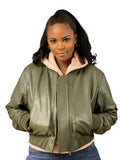 Ladies cropped leather jacket | Style # 1018