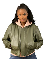 Ladies cropped leather jacket | Style # 1018