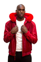 Pony and Lambskin Leather Jacket with Fox Fur Style #2056 - Jakewood Shearlin Leather Mouton Fur Bomber Aviator Parka Coat Jacket Sheepskin All size Brooklyn New York manufacturer 